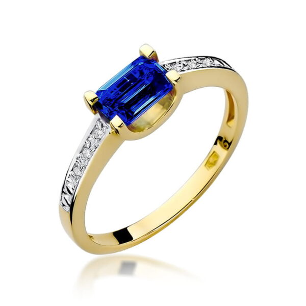Pierścionek Szafir 0,60ct żółte złoto 375