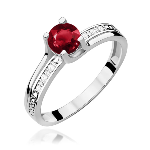 Pierścionek Granat 0,60ct białe złoto 375