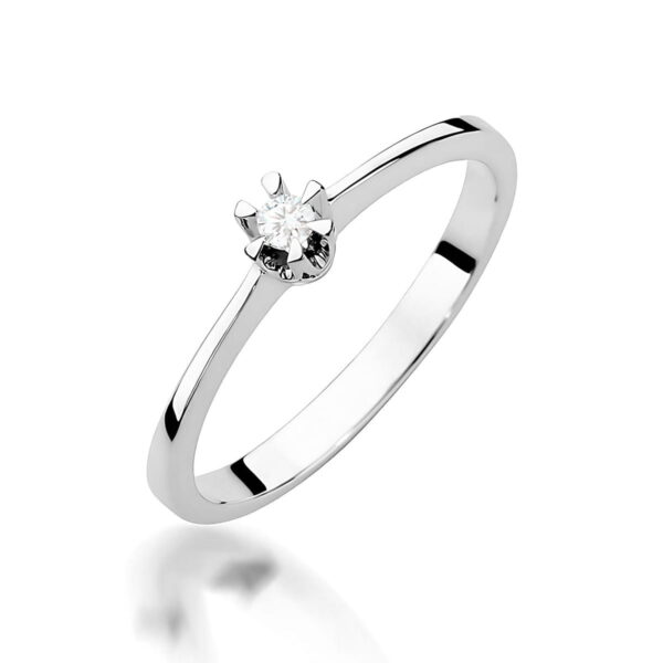 Pierścionek Diament 0,04ct Białe złoto 375