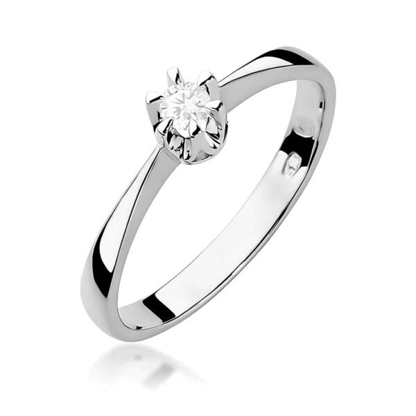 Pierścionek Diament 0,08ct białe złoto 375