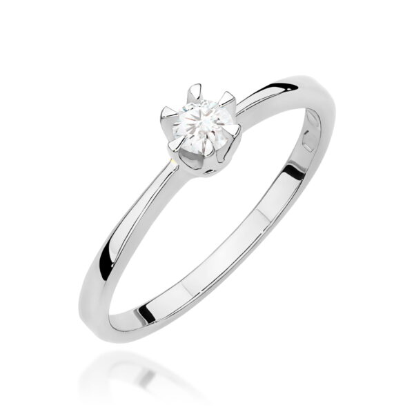 Pierścionek Diament 0,15ct Białe złoto 375