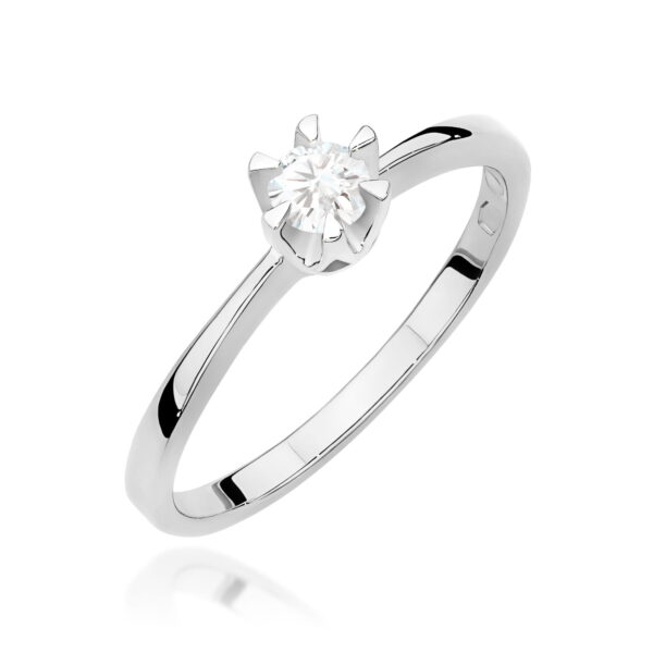 Pierścionek Diament 0,20ct białe złoto 375