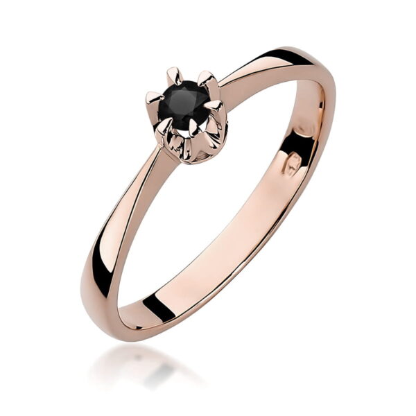 Pierścionek Czarny Diament 0,12ct różowe złoto