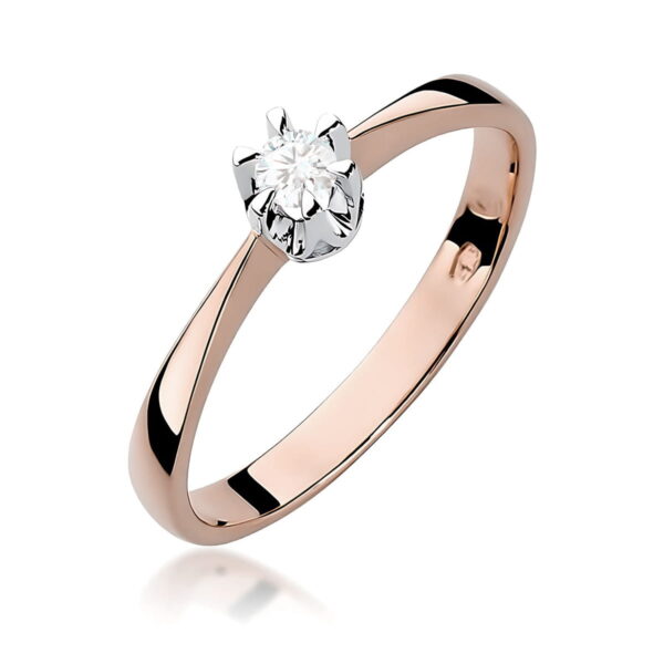 Pierścionek Diament 0,12ct różowe złoto