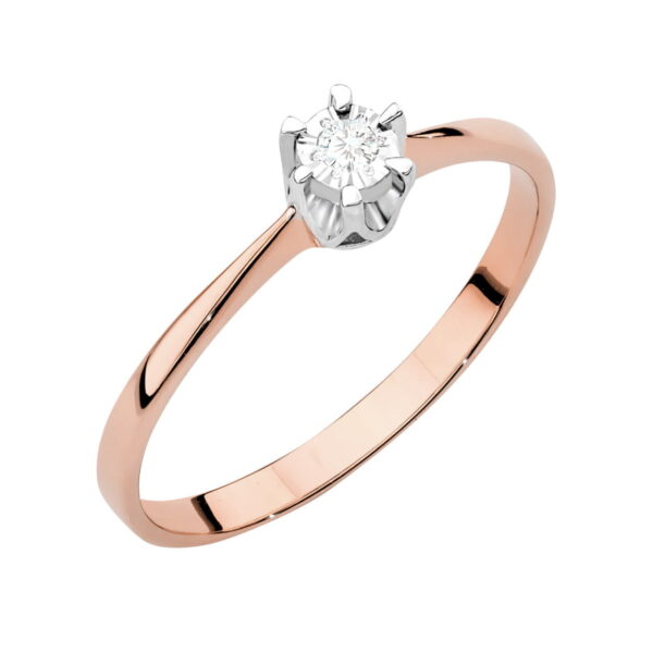 Pierścionek Diament 0,03ct różowe złoto