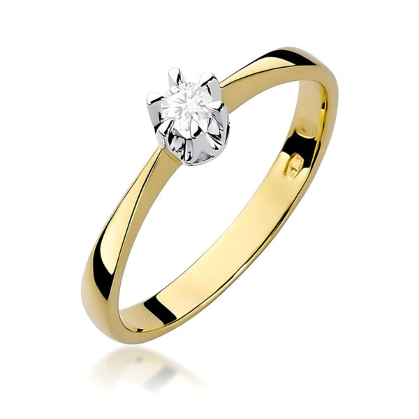 Pierścionek Diament 0,10ct żółte złoto