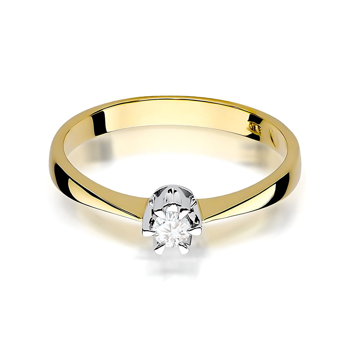 Pierścionek Diament 0,10ct żółte złoto - obrazek 2