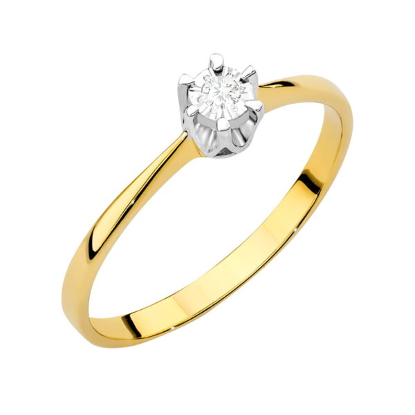 Pierścionek Diament 0,03ct żółte złoto
