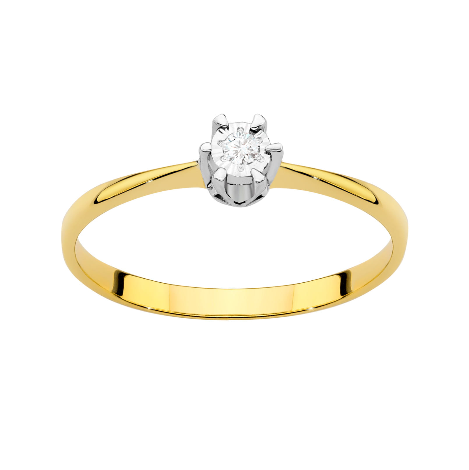Pierścionek Diament 0,03ct żółte złoto - obrazek 2