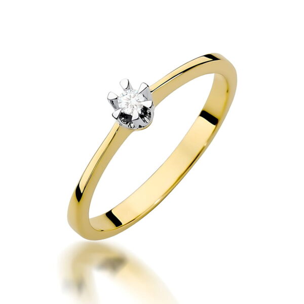Pierścionek Diament 0,04ct Żółte złoto 375