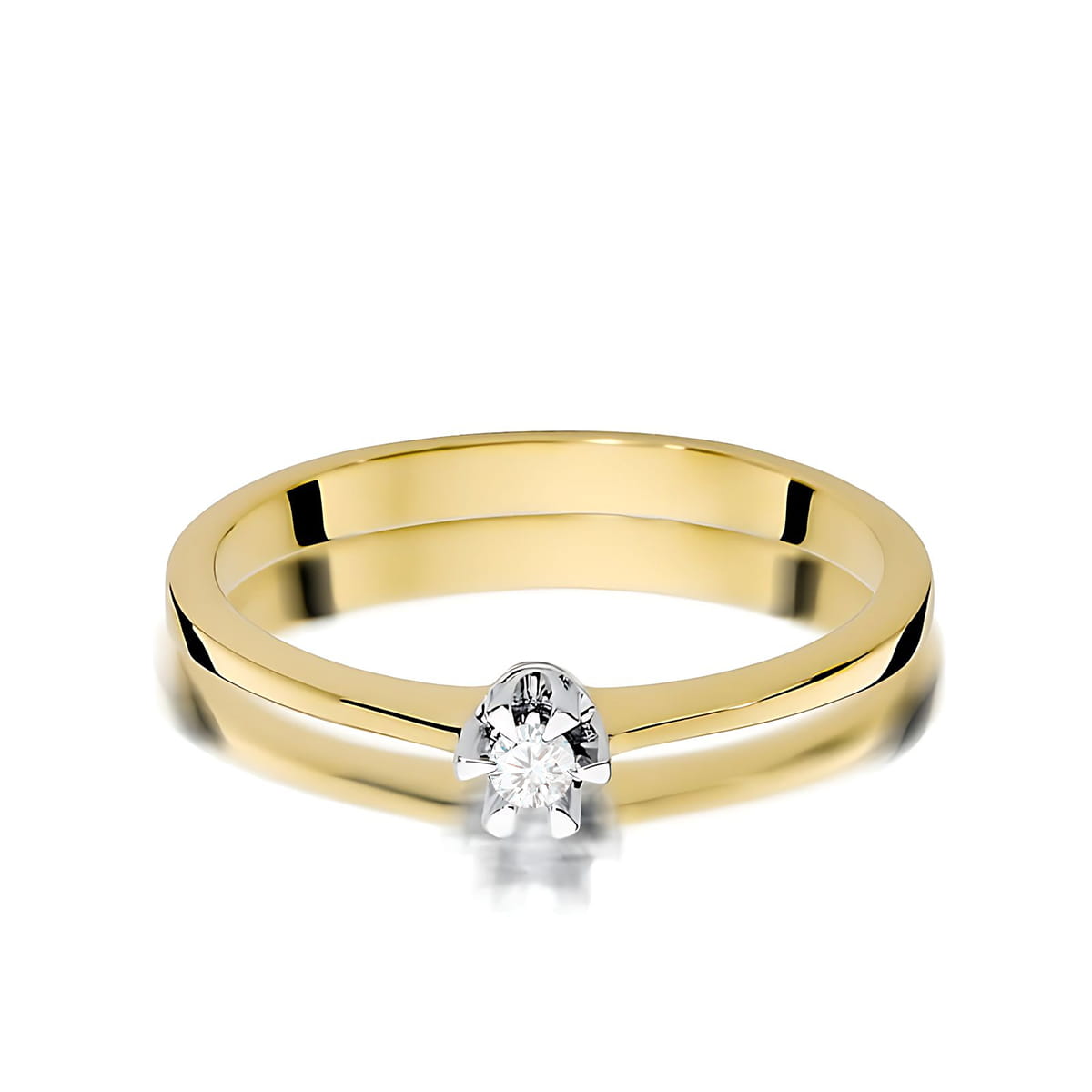 Pierścionek Diament 0,04ct Żółte złoto 375 - obrazek 2