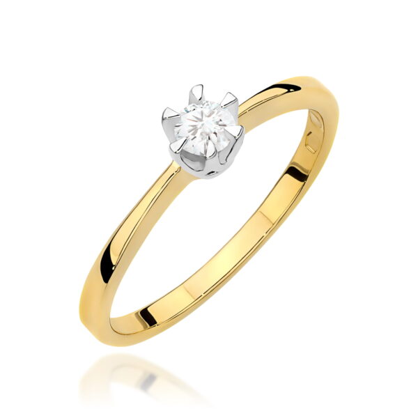 Pierścionek Diament 0,15ct Żółte złoto 375
