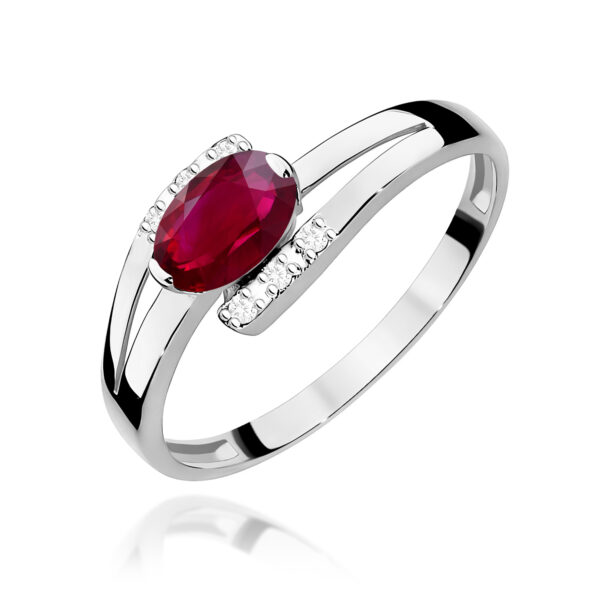 Pierścionek Rubin 0,60ct białe złoto