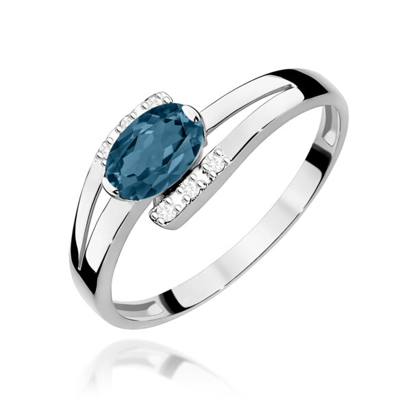 Pierścionek Topaz London Blue 0,50ct białe złoto