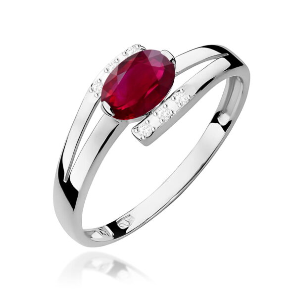 Pierścionek Rubin 0,60ct białe złoto 375