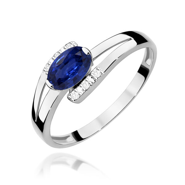 Pierścionek Szafir 0,70ct białe złoto 375