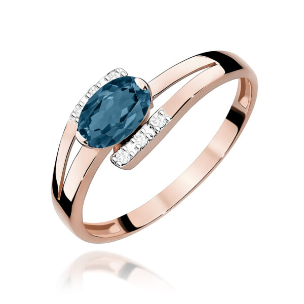 Pierścionek Topaz London Blue 0,50ct różowe złoto