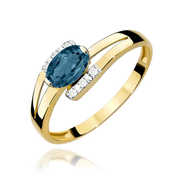 Pierścionek Topaz London Blue 0,50ct żółte złoto