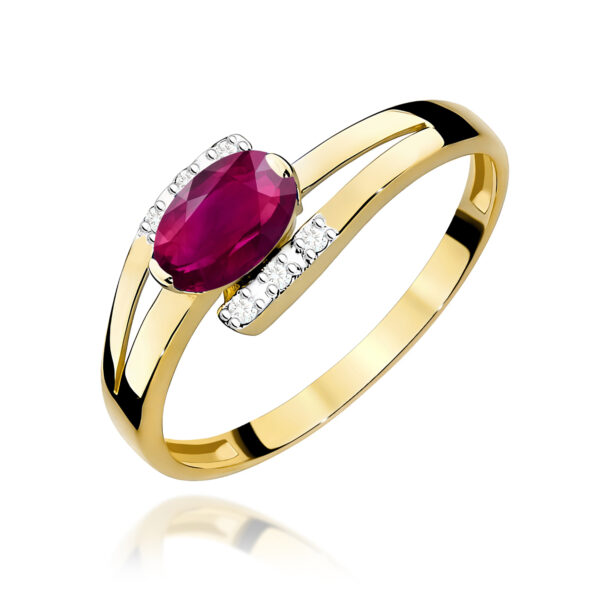Pierścionek Rodolit 0,50ct żółte złoto 375