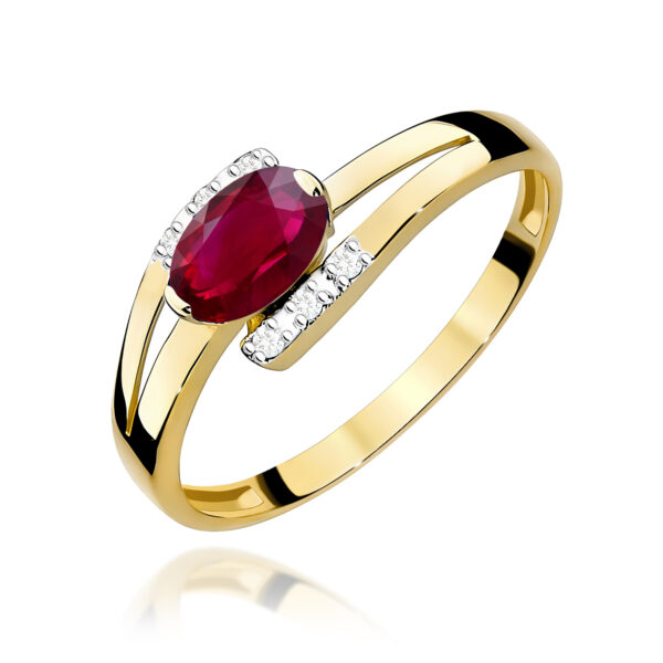 Pierścionek Rubin 0,60ct żółte złoto 375