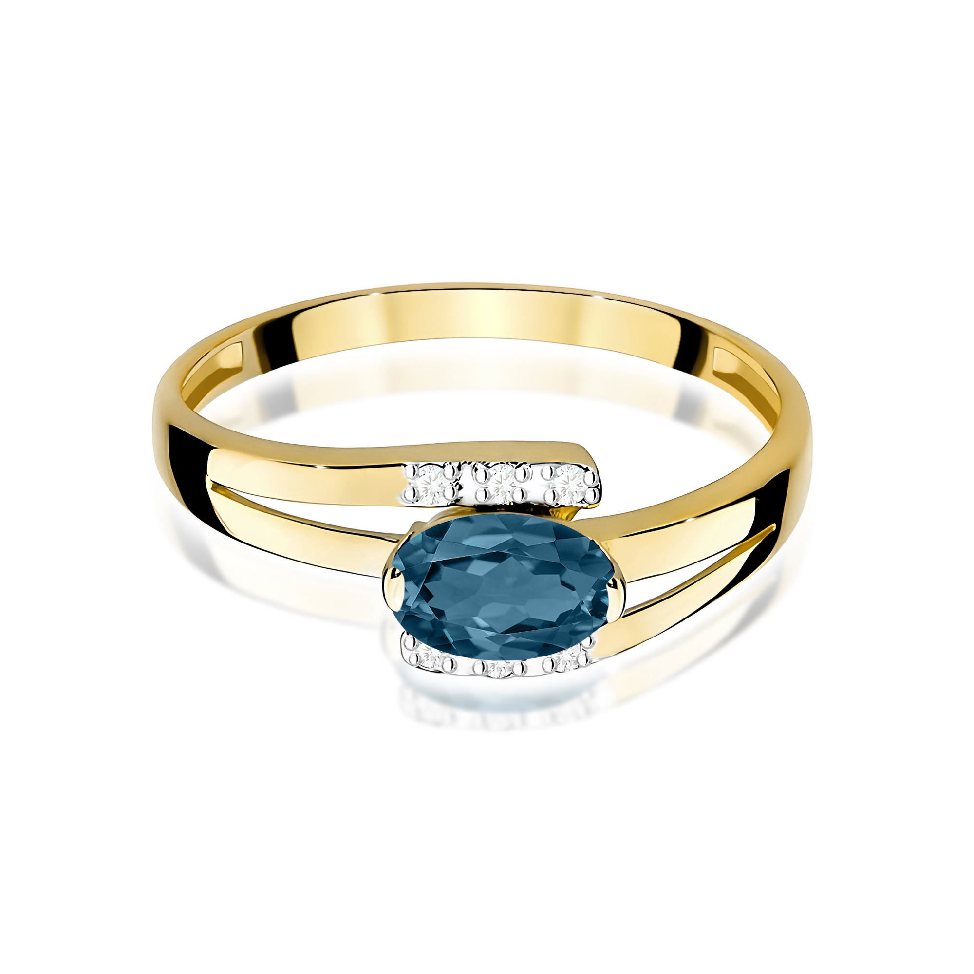 Pierścionek Topaz London Blue 0,50ct żółte złoto 375 - obrazek 2