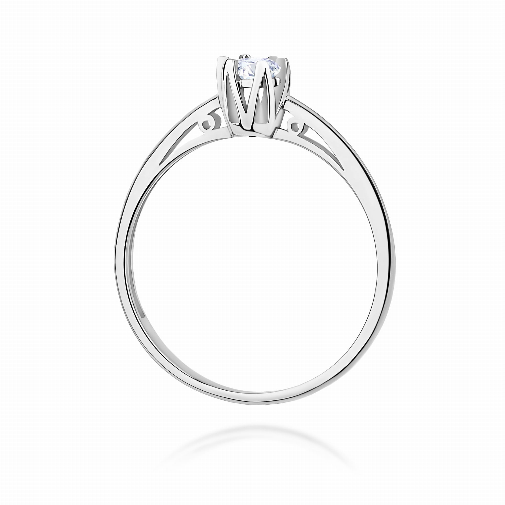 Pierścionek Diament 0,15ct białe złoto 375 - obrazek 3