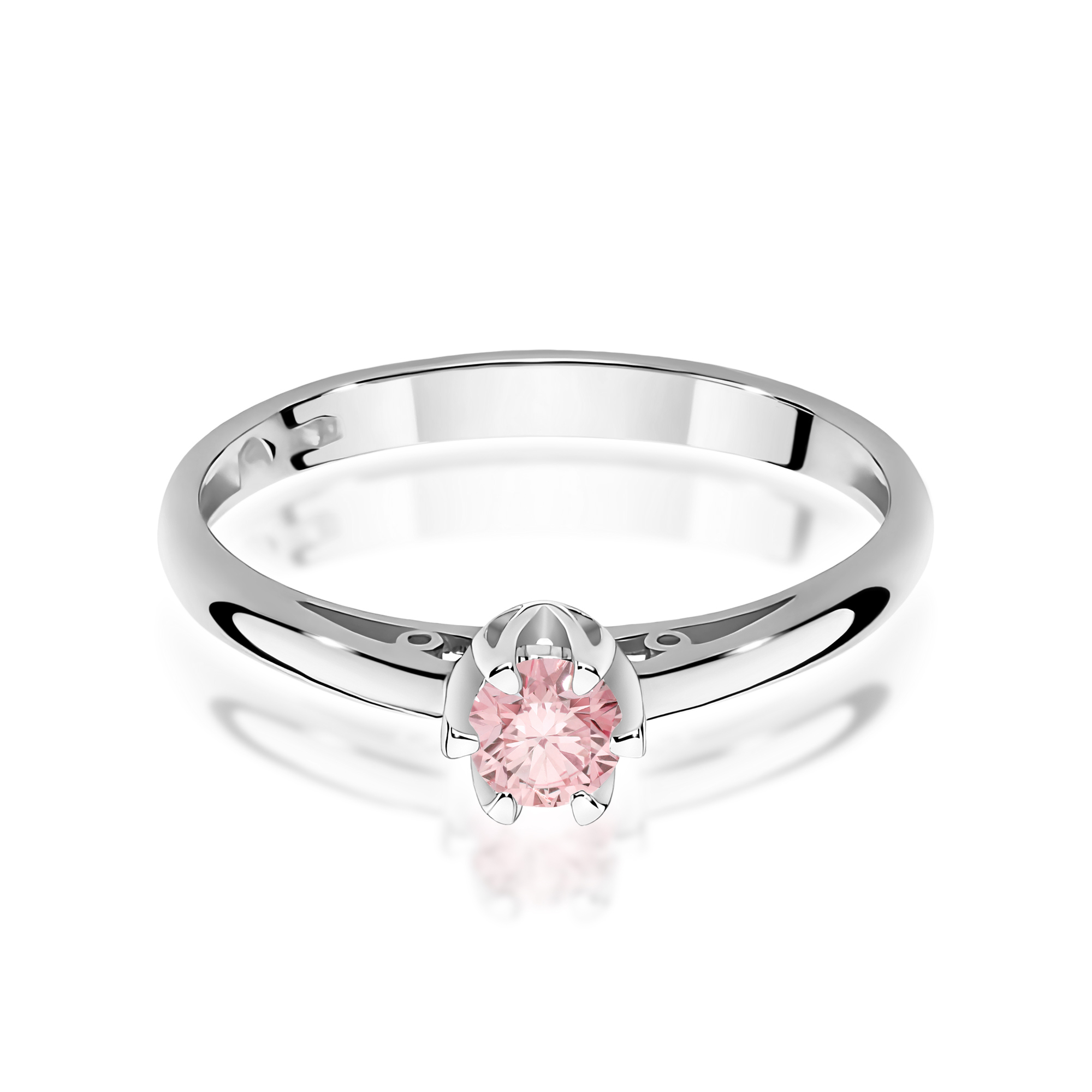 Pierścionek Diament Laboratoryjny różowy 0,15ct białe złoto 375 - obrazek 2