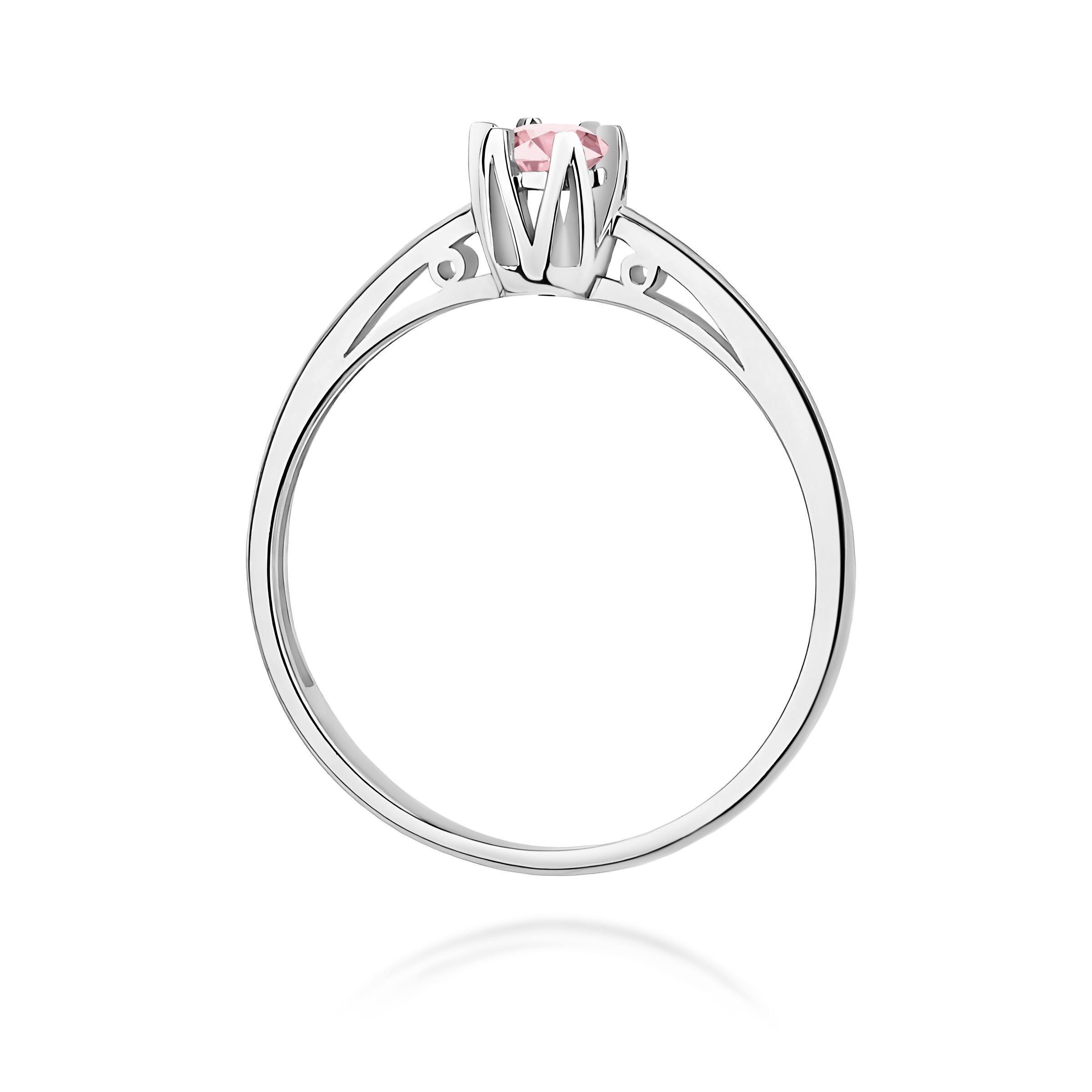 Pierścionek Diament Laboratoryjny różowy 0,15ct białe złoto 375 - obrazek 3
