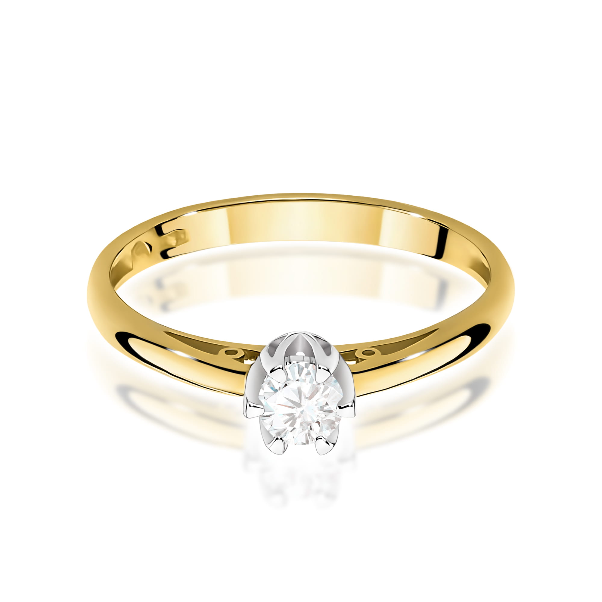 Pierścionek Diament 0,15ct Żółte złoto 375 - obrazek 2