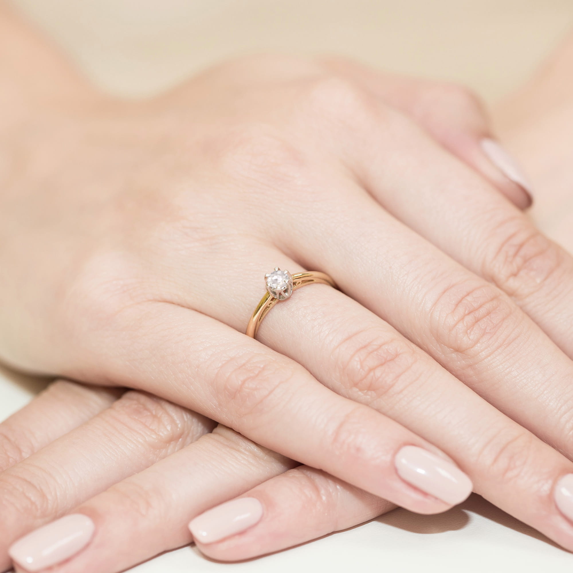 Pierścionek Diament 0,15ct Żółte złoto 375 - obrazek 4