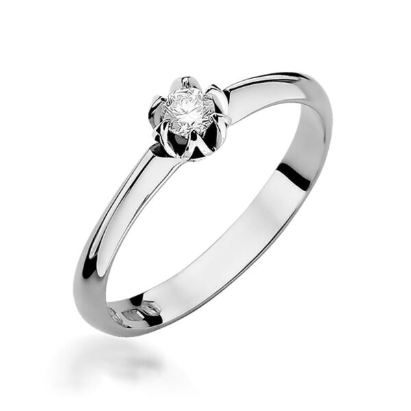 Pierścionek Diament 0,10ct białe złoto 375