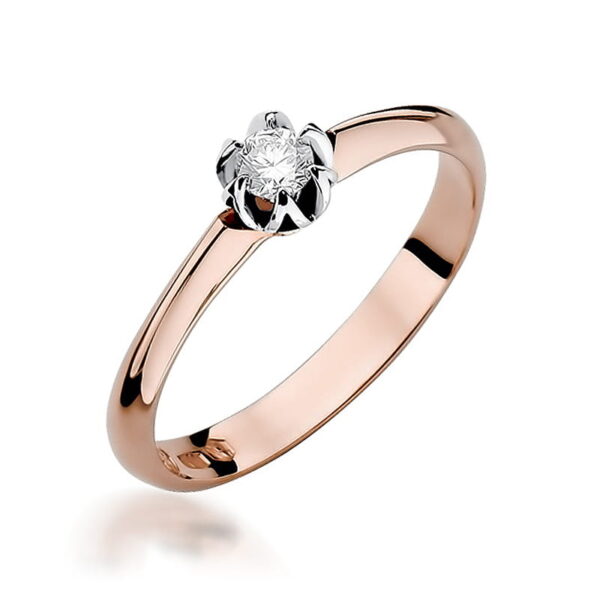 Pierścionek Diament 0,10ct różowe złoto