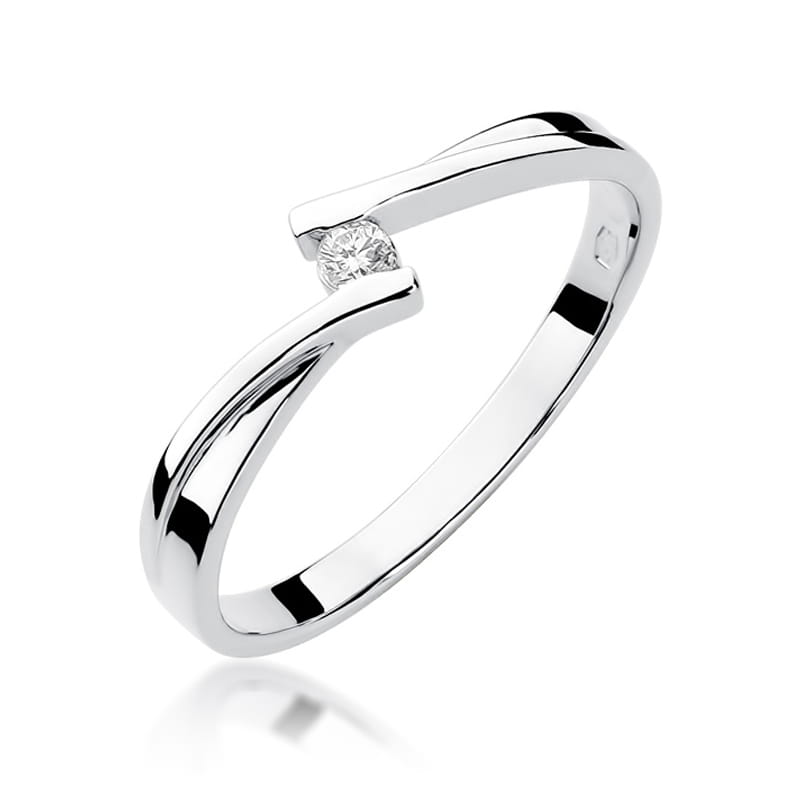 Pierścionek Diament 0,04ct białe złoto