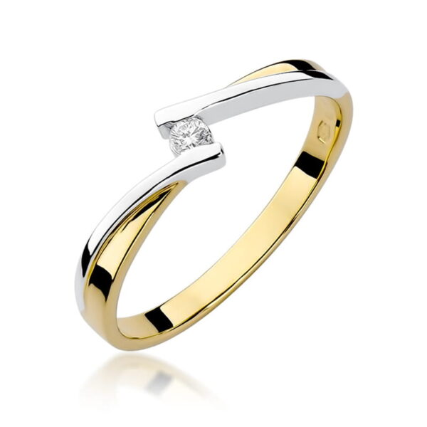 Pierścionek Diament 0,04ct żółte złoto