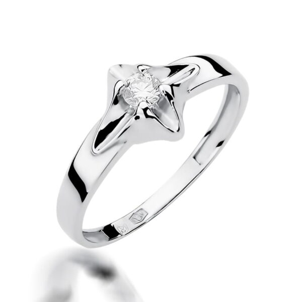 Pierścionek Diament 0,12ct białe złoto