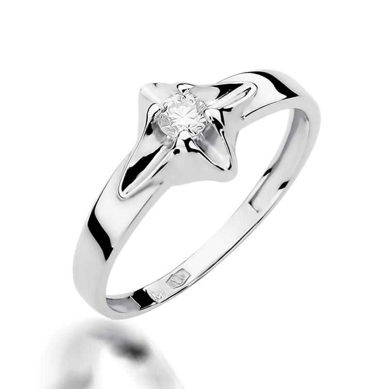 Pierścionek Diament 0,12ct białe złoto