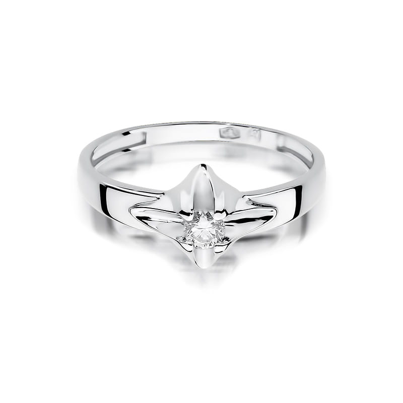 Pierścionek Diament 0,12ct białe złoto - obrazek 2