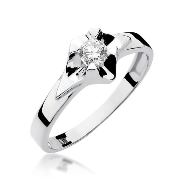 Pierścionek Diament 0,30ct Białe złoto 375