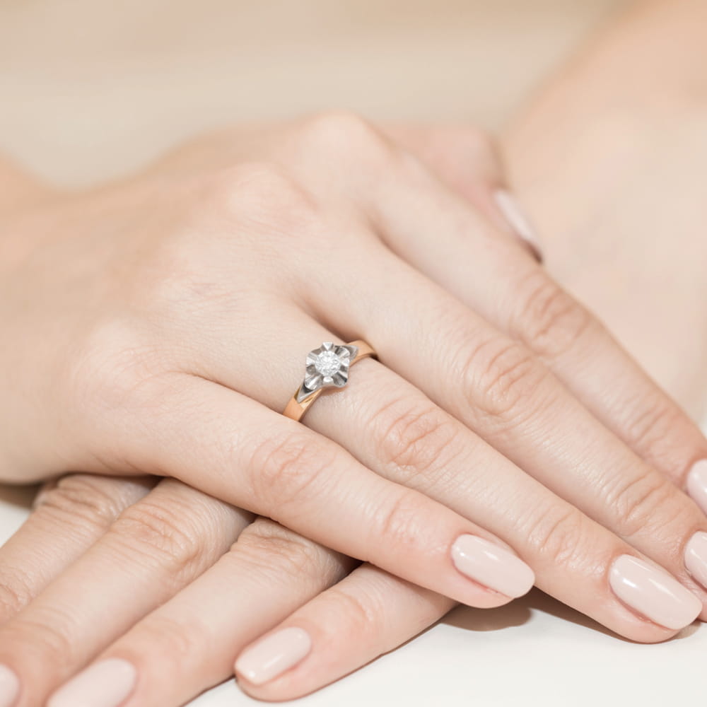 Pierścionek Diament 0,20ct żółte złoto - obrazek 4