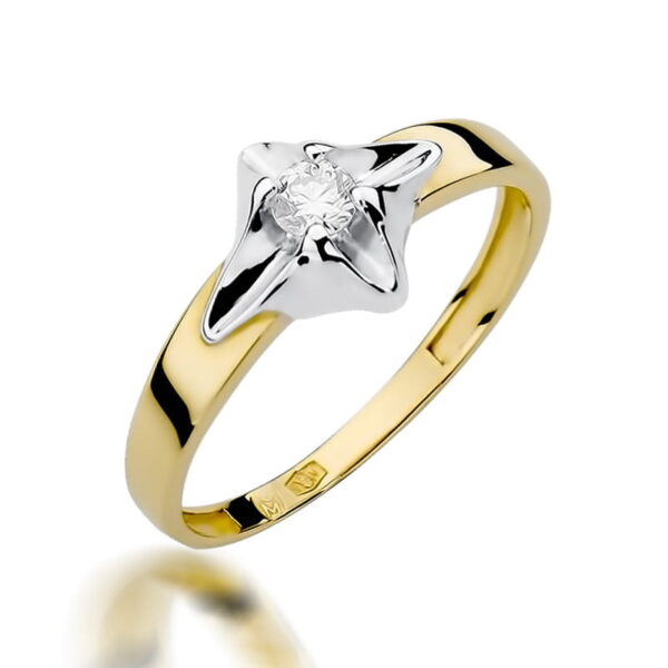Pierścionek Diament 0,12ct Żółte złoto 375
