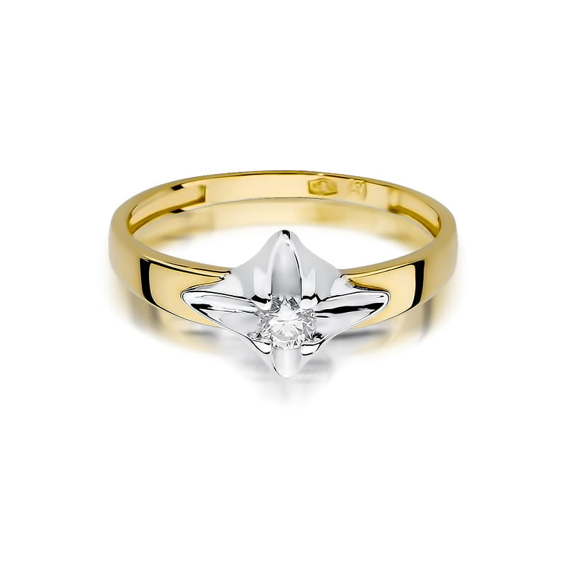 Pierścionek Diament 0,12ct Żółte złoto 375 - obrazek 2