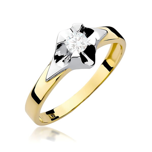 Pierścionek Diament 0,23ct żółte złoto 375