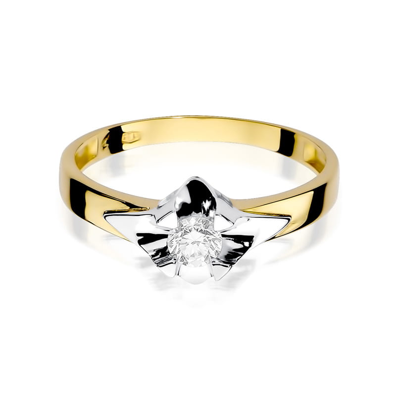 Pierścionek Diament 0,30ct Żółte złoto 375 - obrazek 2
