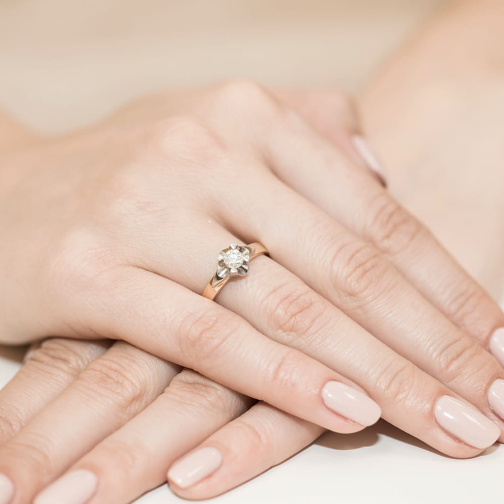 Pierścionek Diament 0,30ct Żółte złoto 375 - obrazek 4