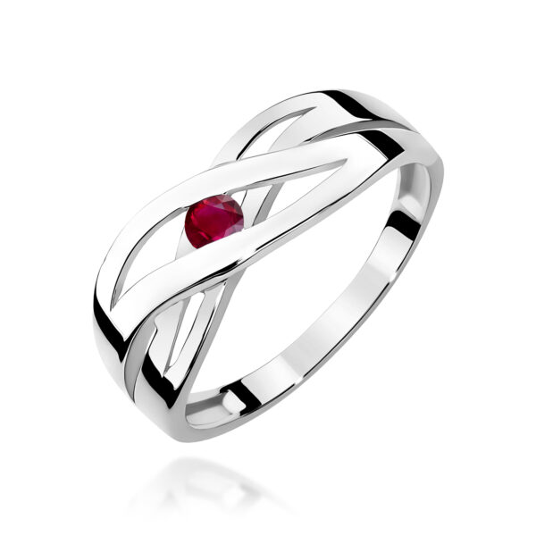 Pierścionek Rubin 0,15ct białe złoto