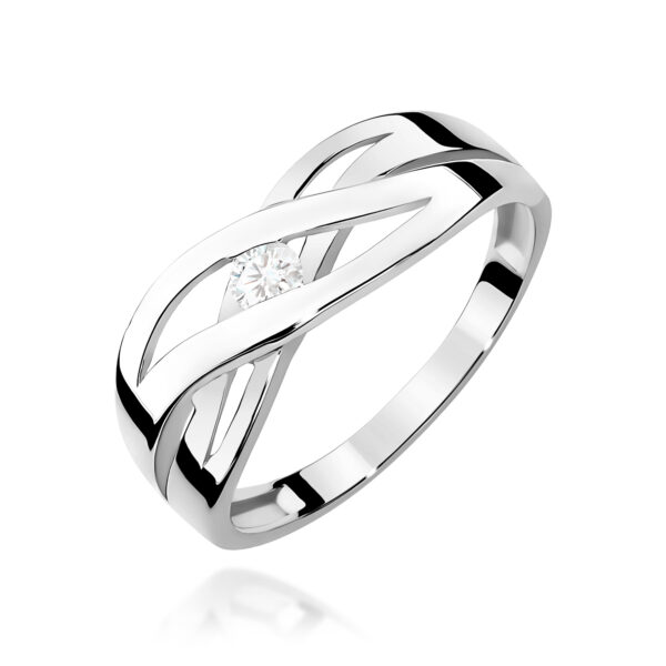 Pierścionek Diament 0,10ct Białe złoto 375