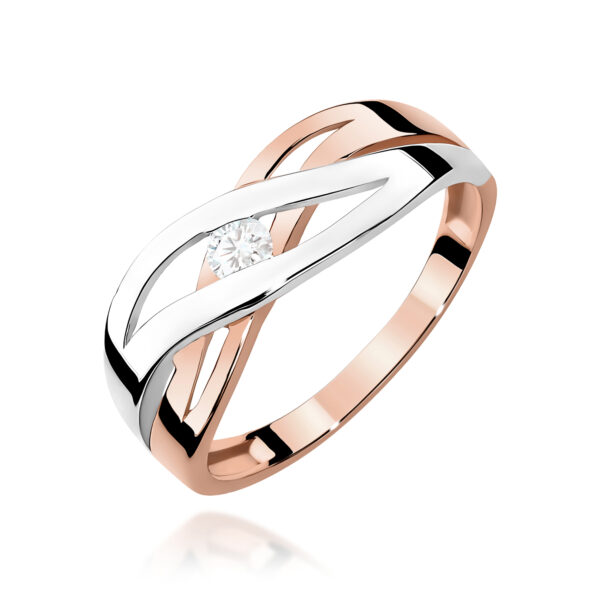 Pierścionek Diament 0,10ct różowe złoto