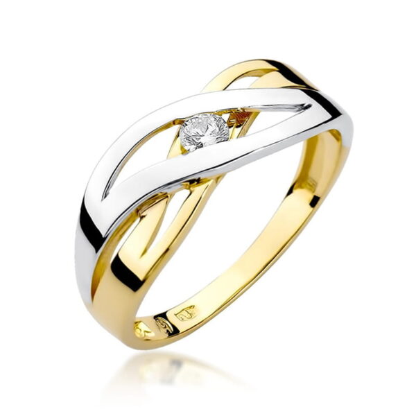 Pierścionek Diament 0,10ct żółte złoto