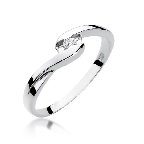 Pierścionek Diament 0,05ct Białe złoto 375
