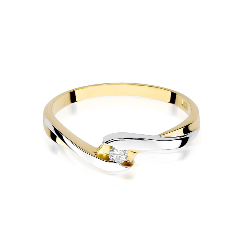 Pierścionek Diament 0,05ct żółte złoto - obrazek 2